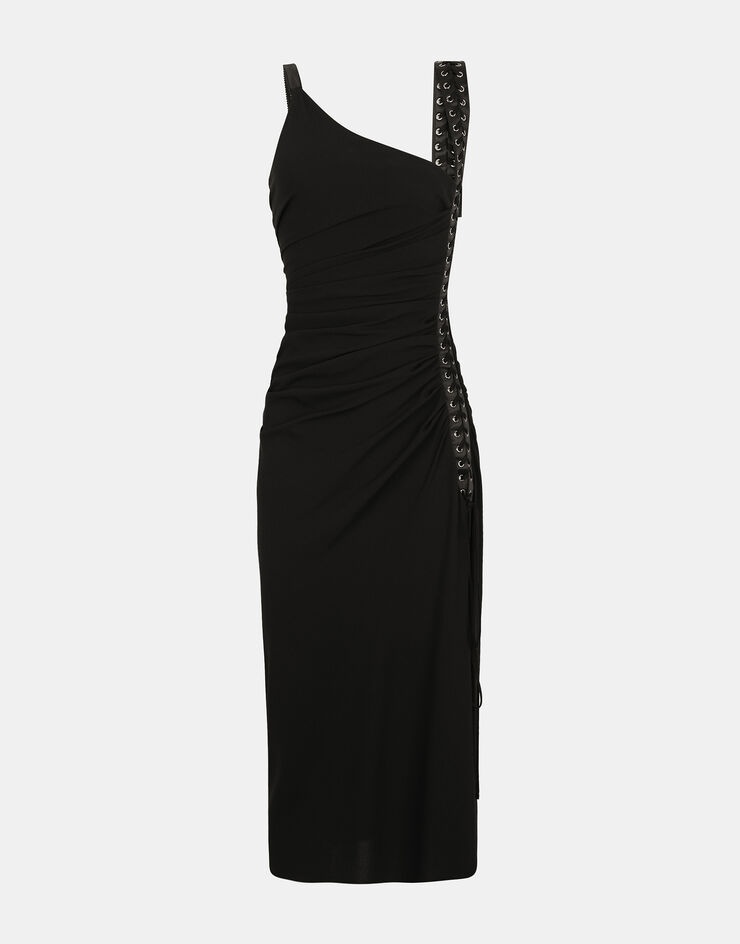 Sable calf-length dress with laces and eyelets - 1