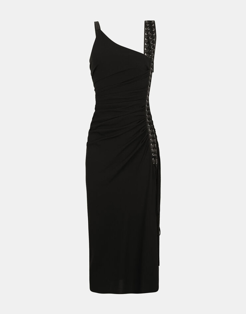Sable calf-length dress with laces and eyelets 1