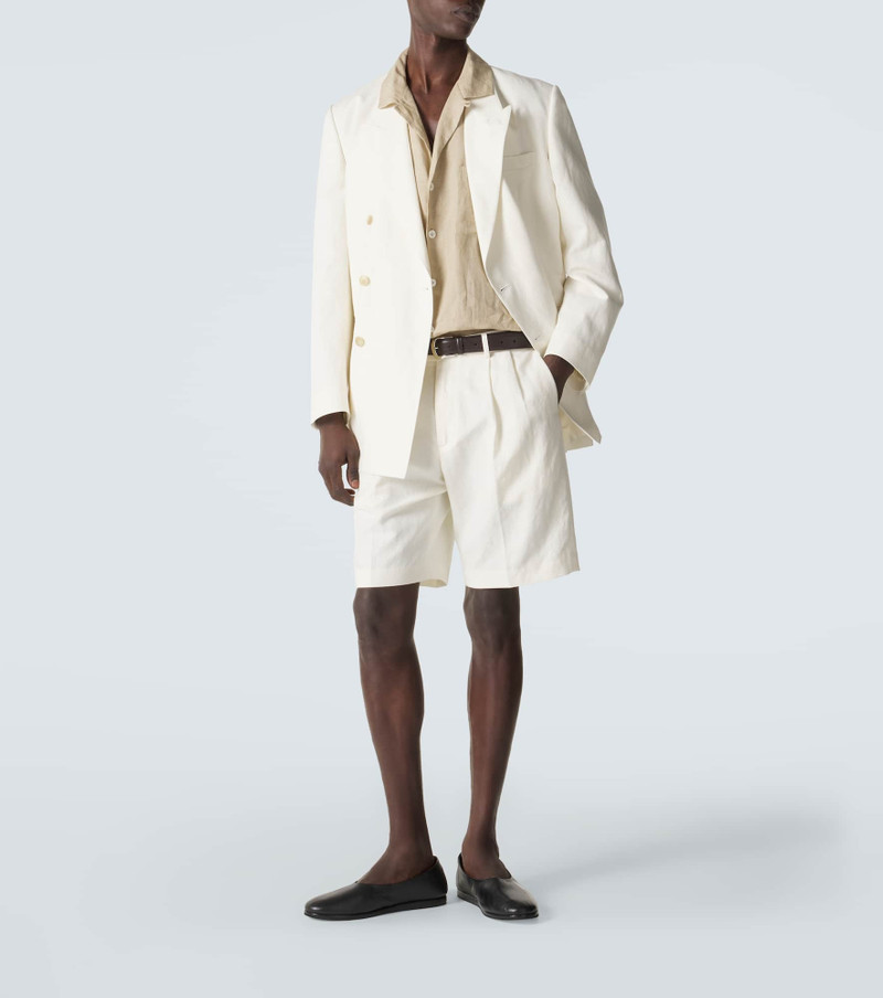 AURALEE Double-breasted wool, cotton, and linen blazer outlook