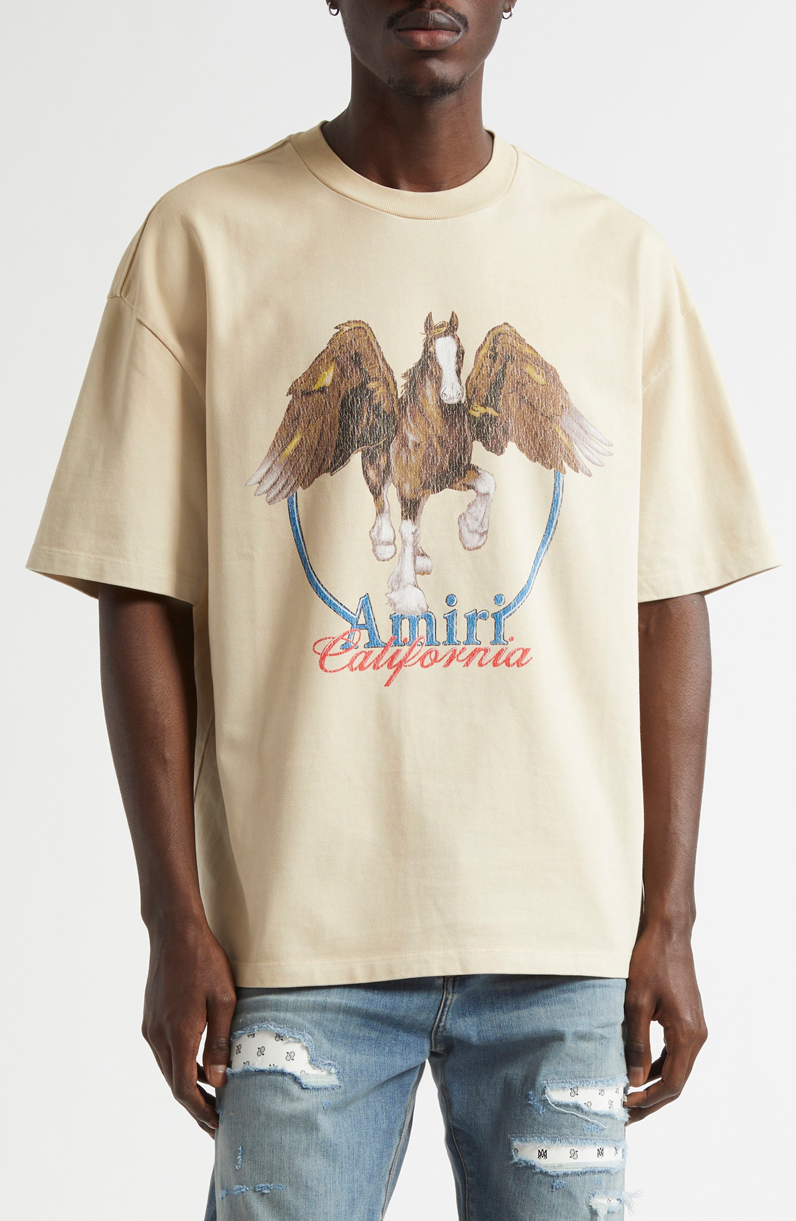 AMIRI Pegasus Oversize Cotton Graphic T-Shirt in Alabaster at Nordstrom - 1