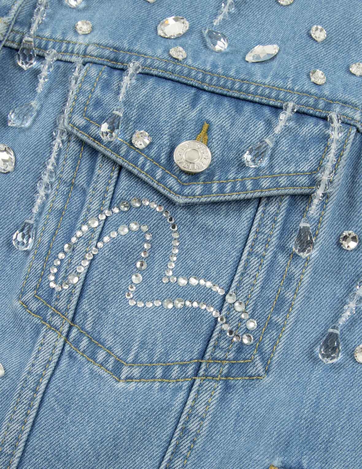 CRYSTAL EMBELLISHED OVERSIZED DENIM JACKET - 8