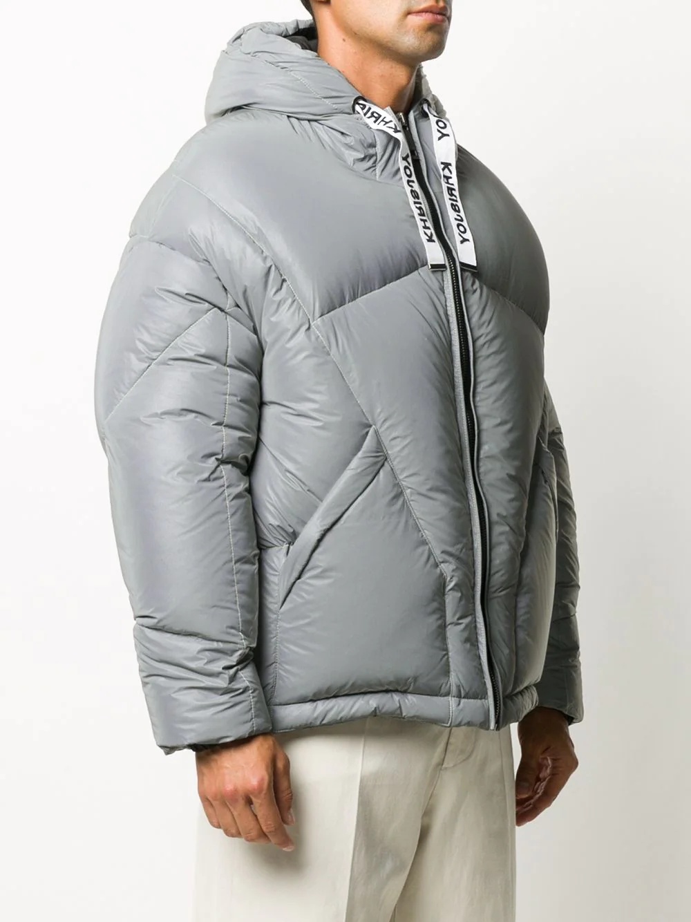 drawstring hooded down jacket - 3