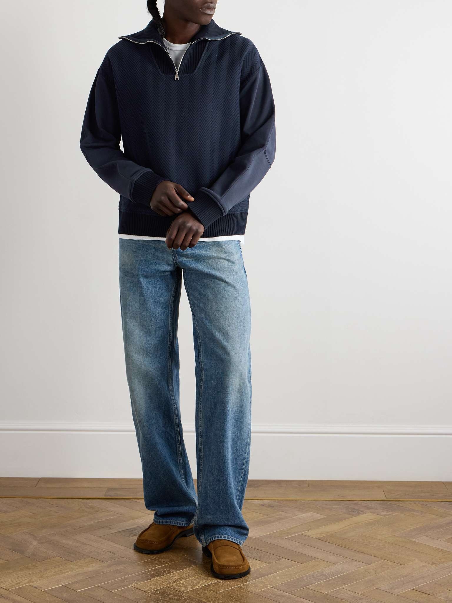 Cotton-Jersey Half-Zip Sweatshirt - 2