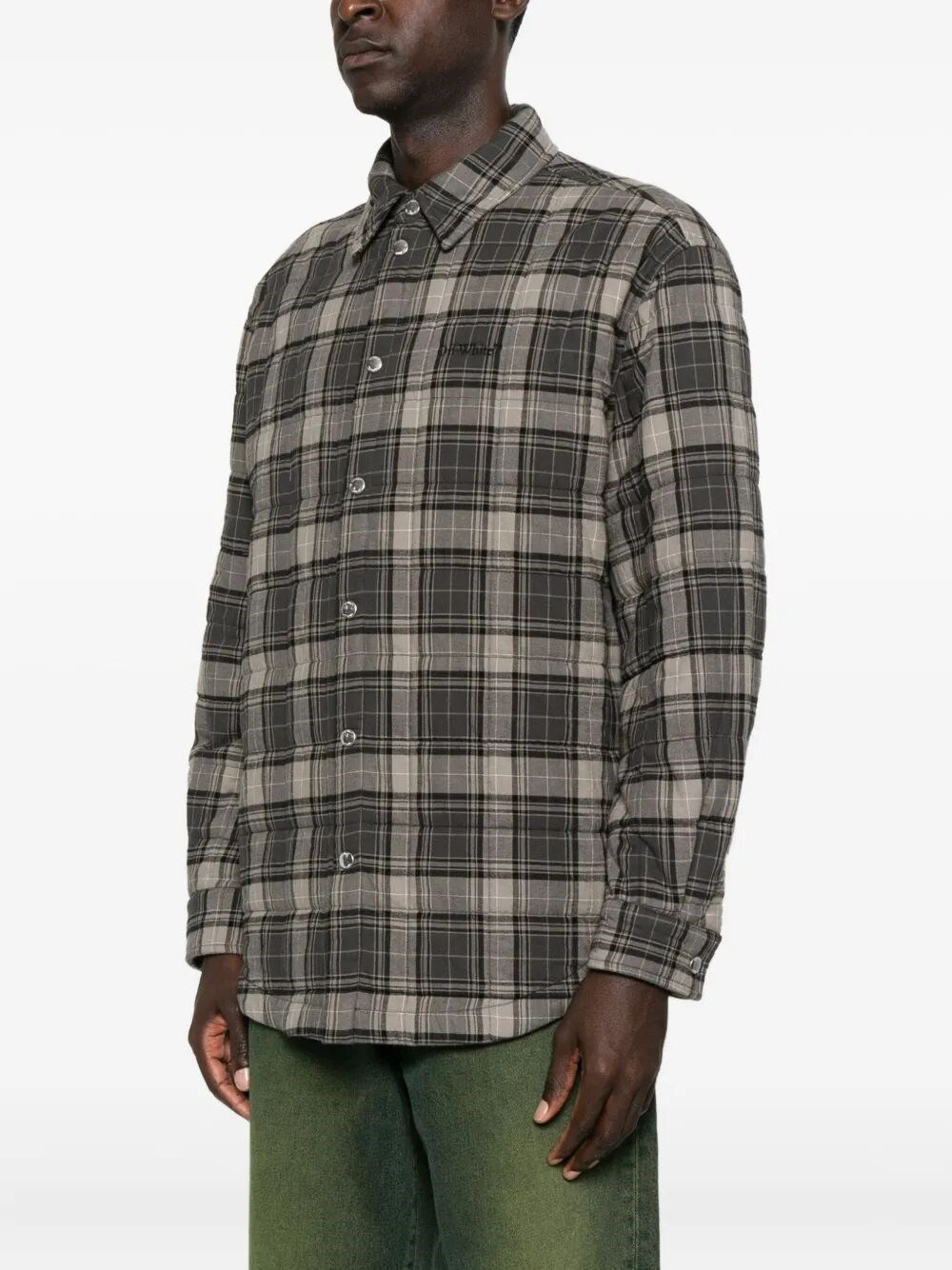 `Spray Arr Check Flan` Padded Overshirt - 4