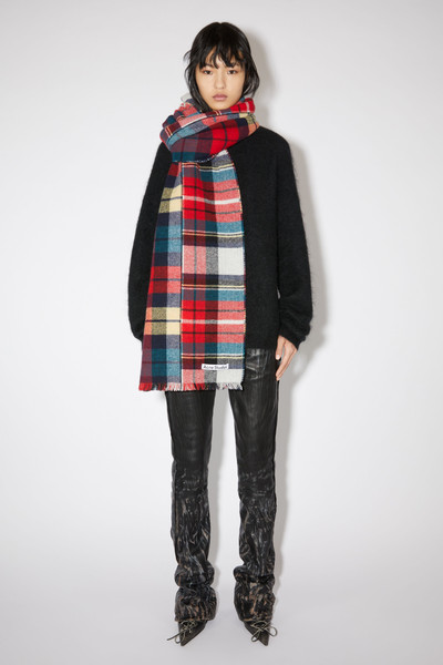 Acne Studios Mixed check wool scarf - Red/blue/white outlook