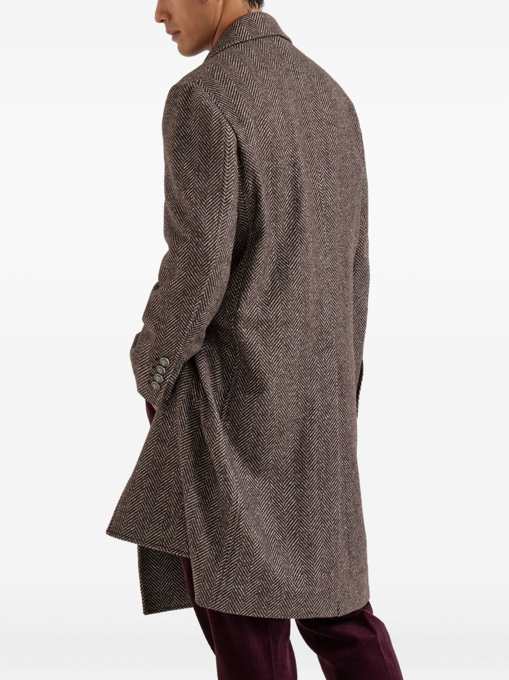 herringbone single-breasted coat - 4