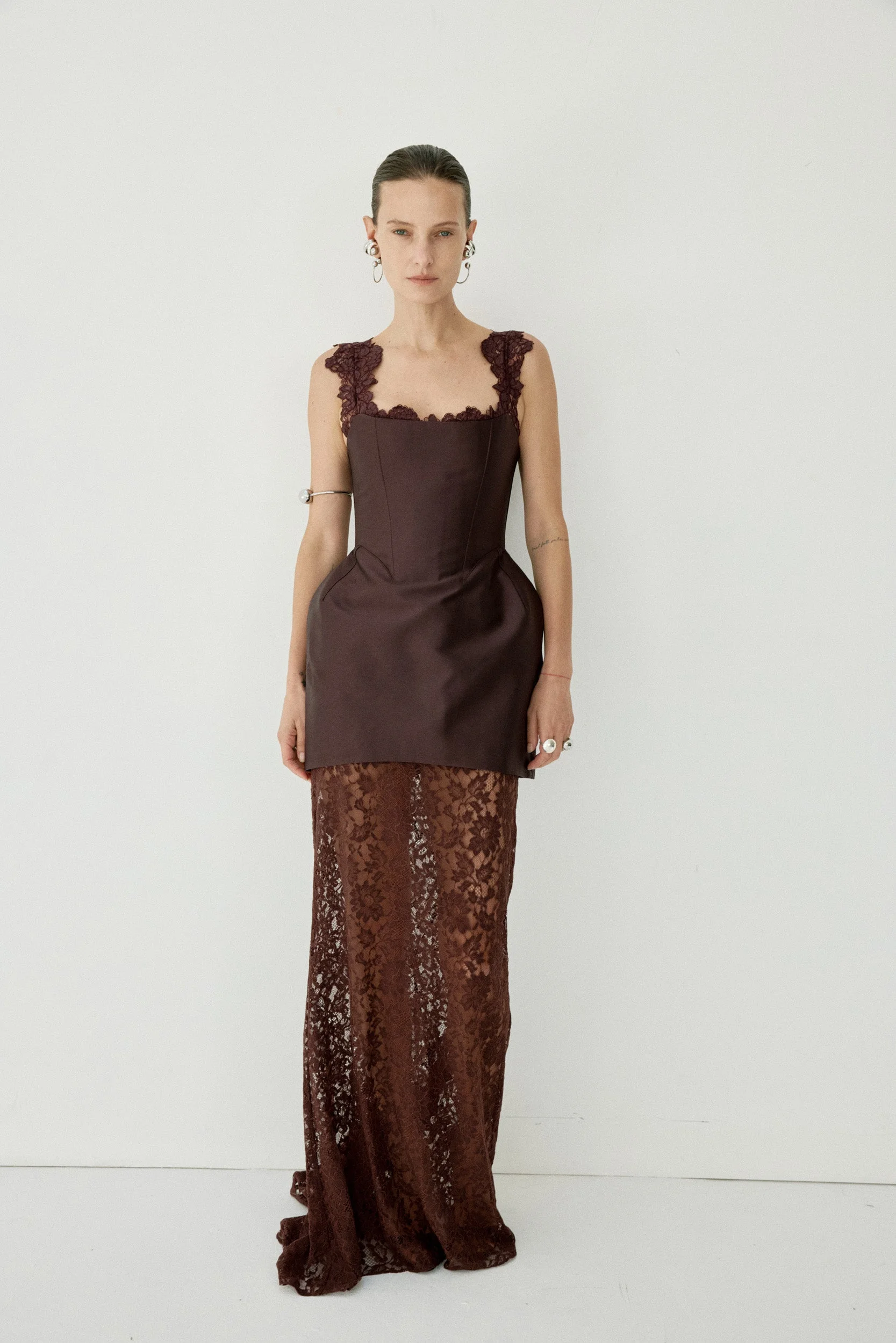 HECATE MAXI DRESS IN PLUM TWILL - 1