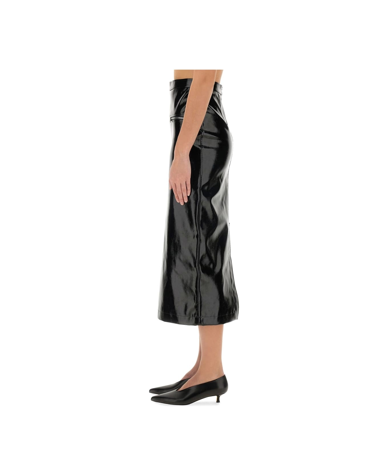 Patent Leather Midi Skirt - 4