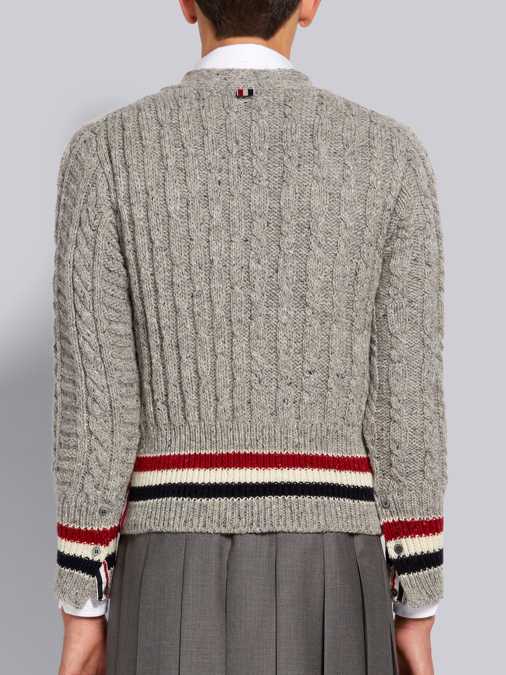 striped cable-knit cardigan - 3