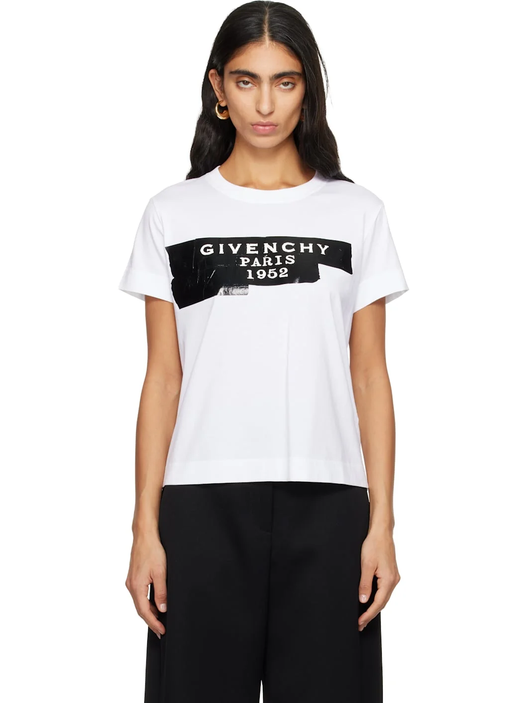 White 'Givenchy' Tape Print T-shirt - 1