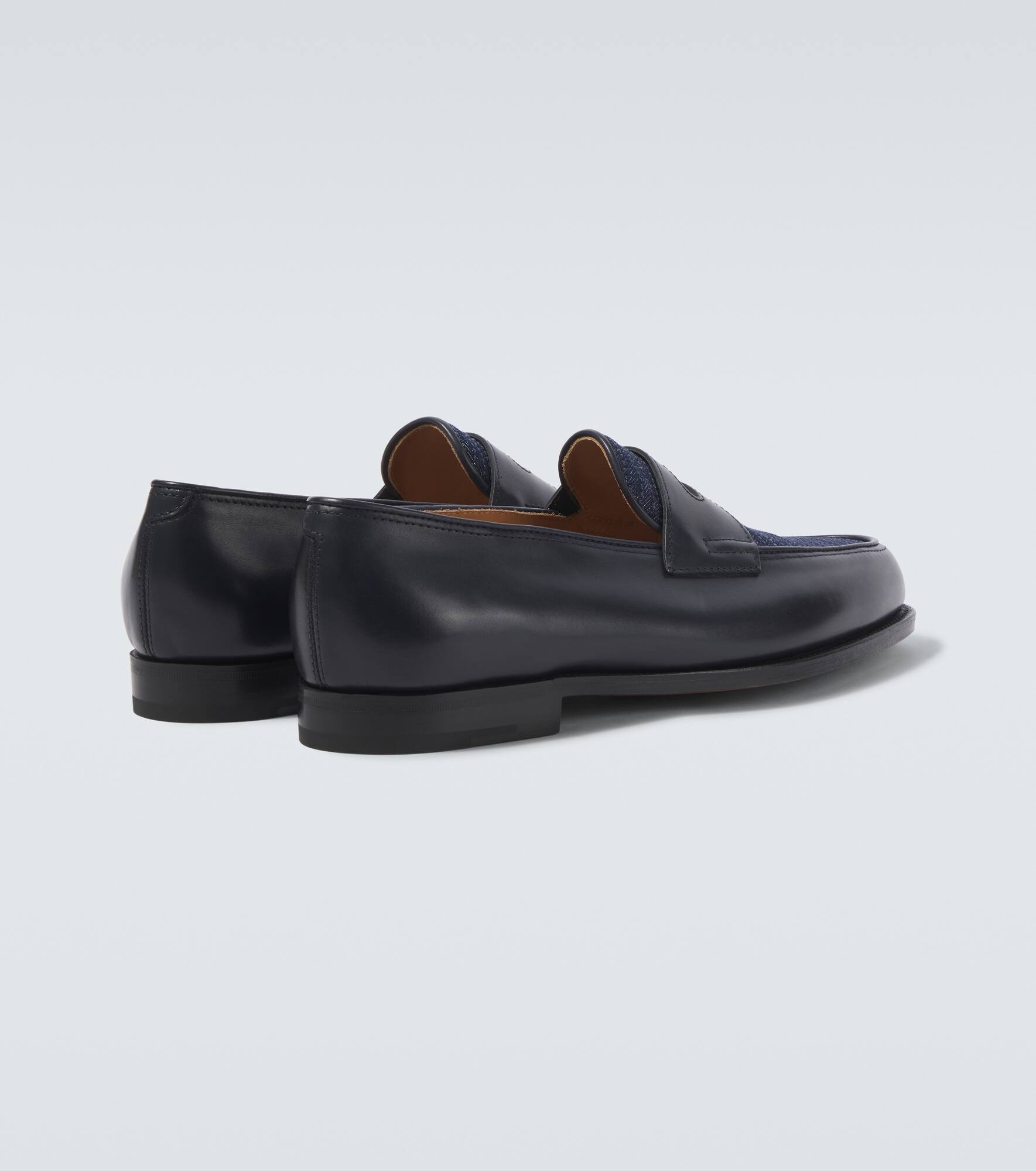 Lopez leather and denim penny loafers - 6