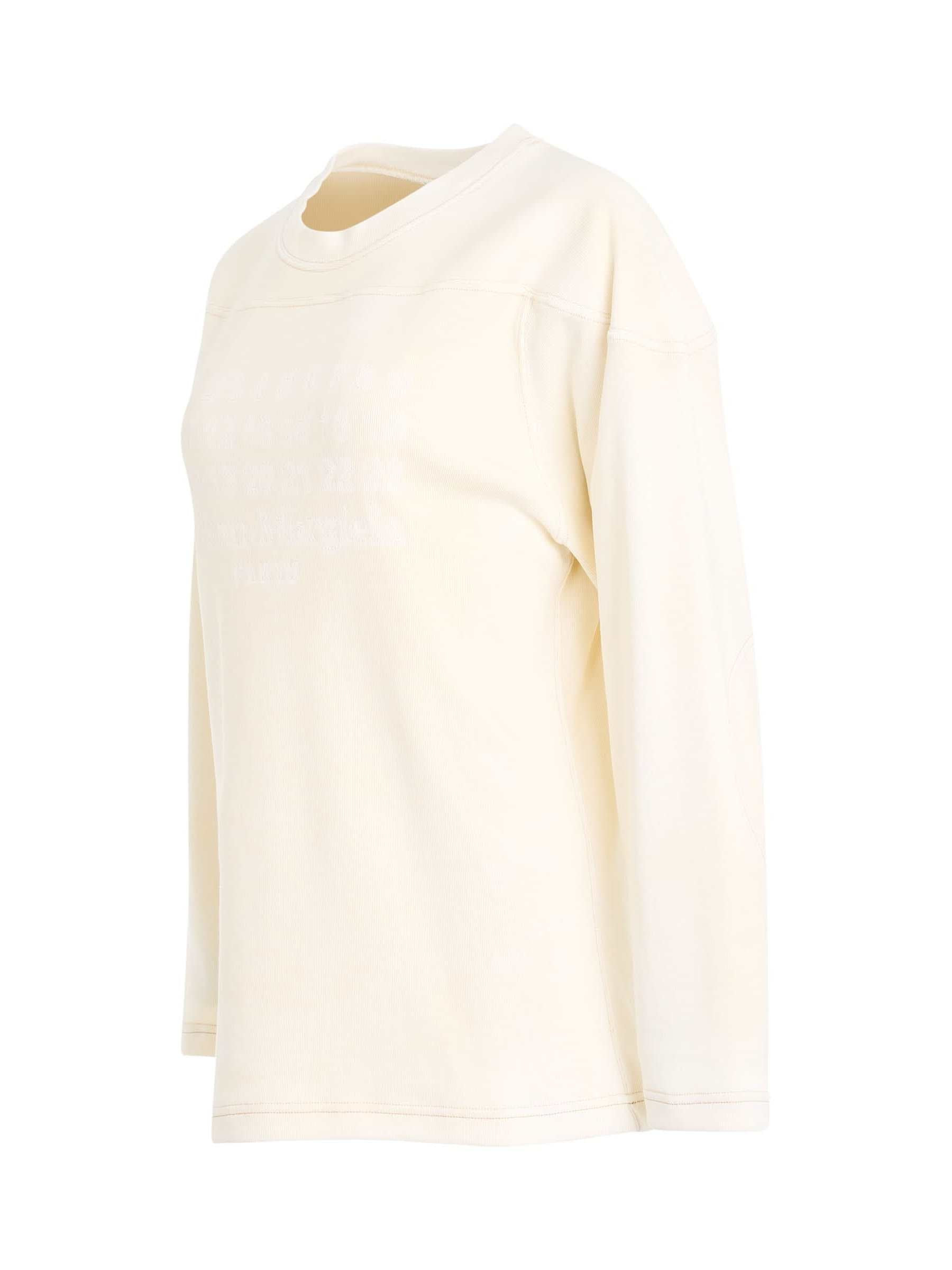 Rib Cotton Logo Sweatshirt in Off White - 2