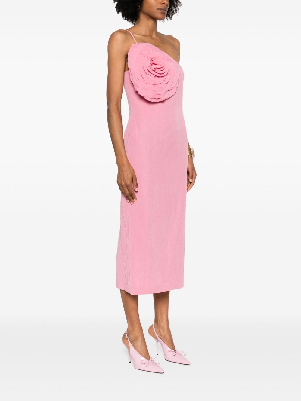 floral-appliqué midi dress - 3