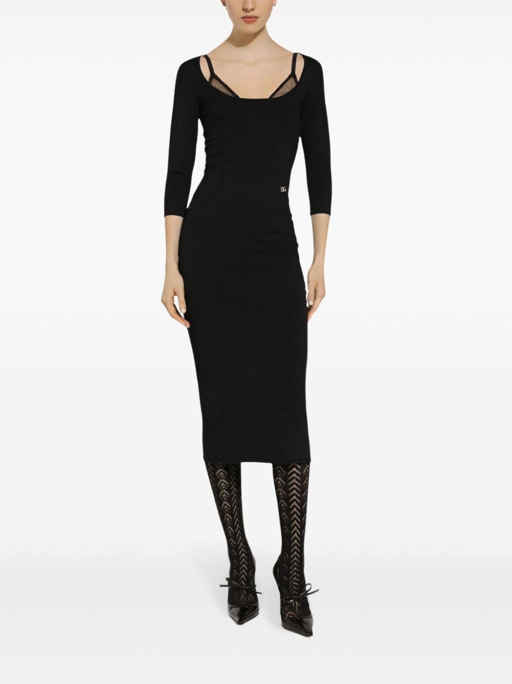 logo-plaque midi dress - 2