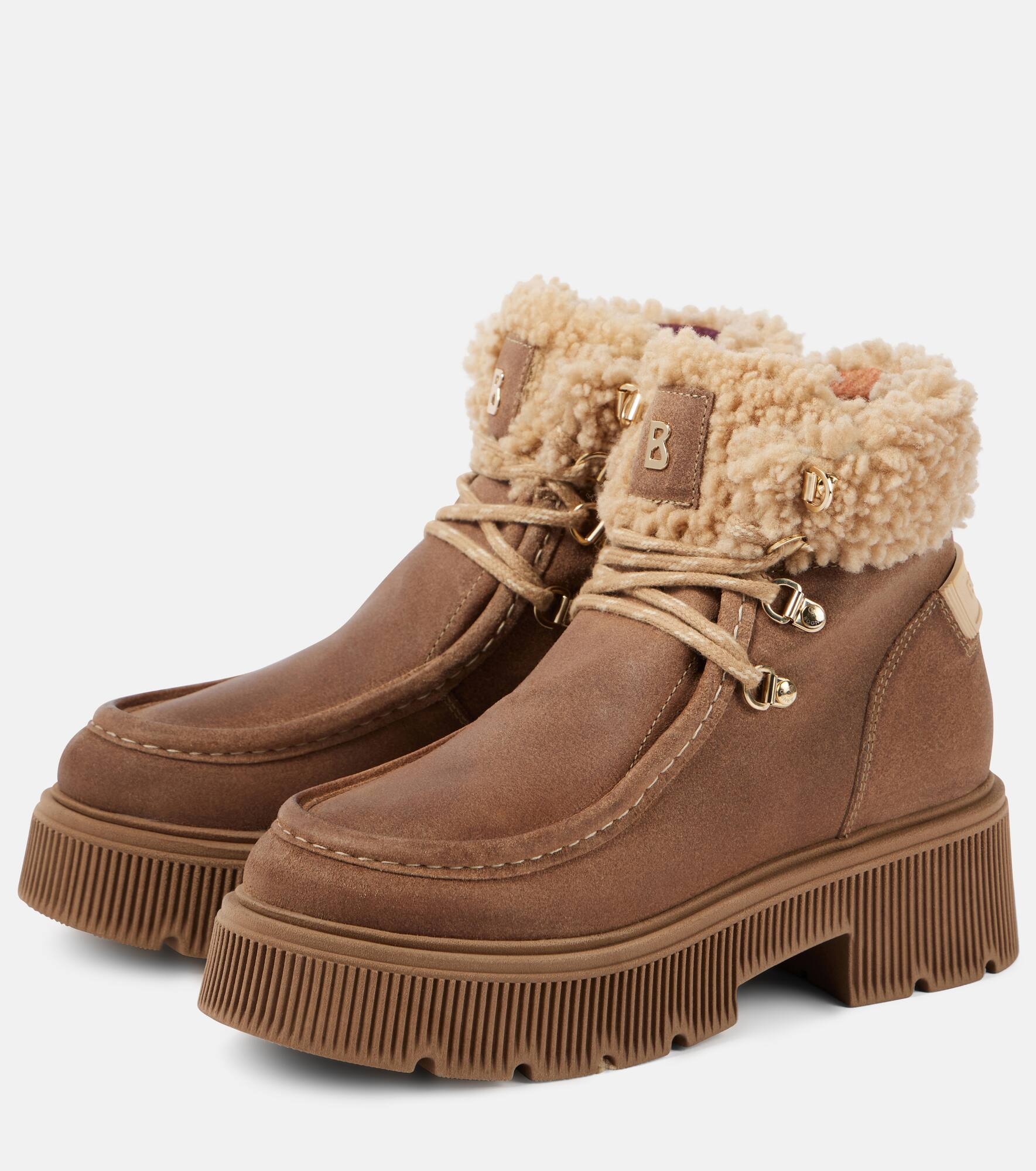 Turin suede and shearling lace-up boots - 4