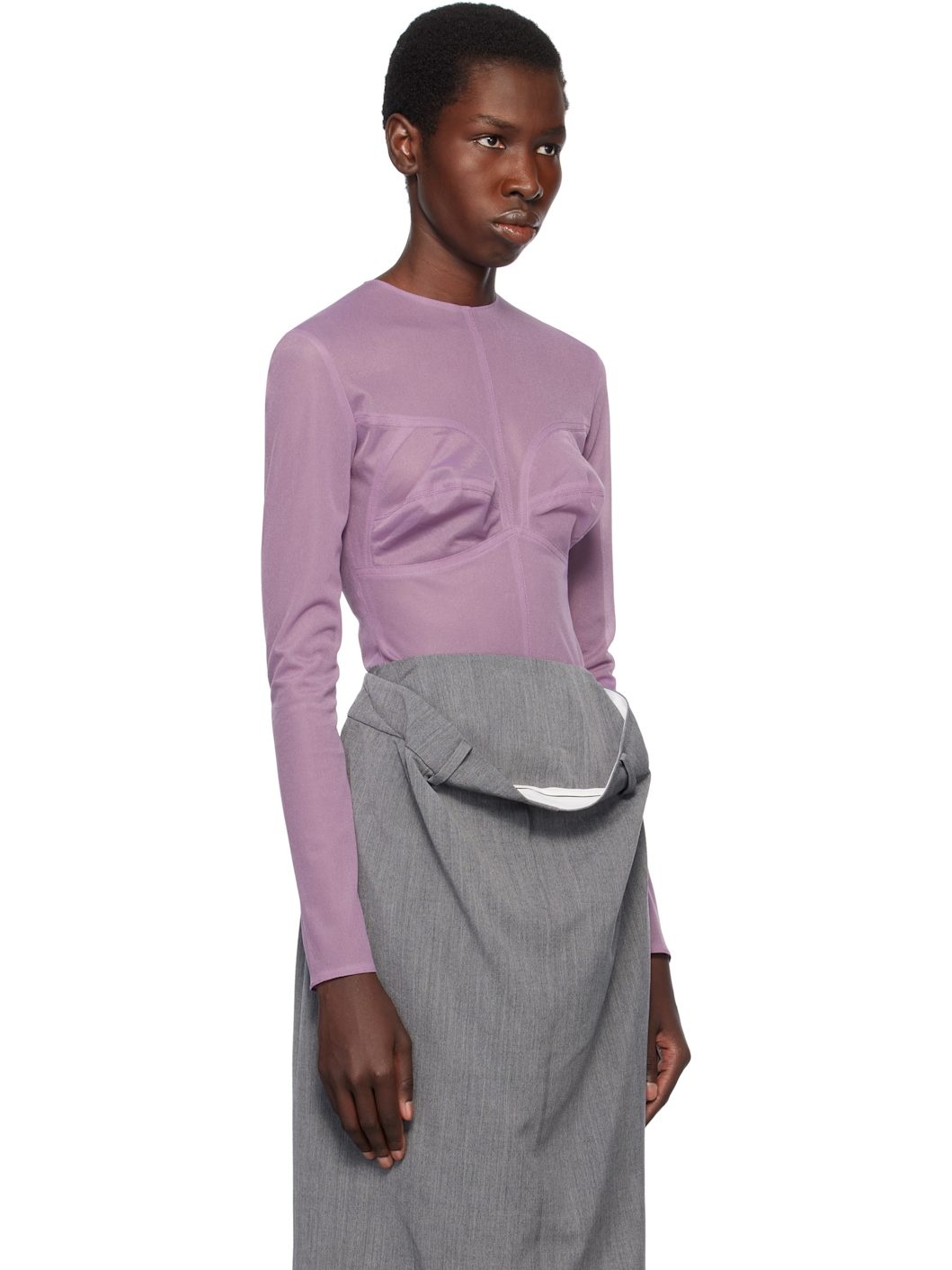 Purple Dummy Shaped Mesh Top - 2