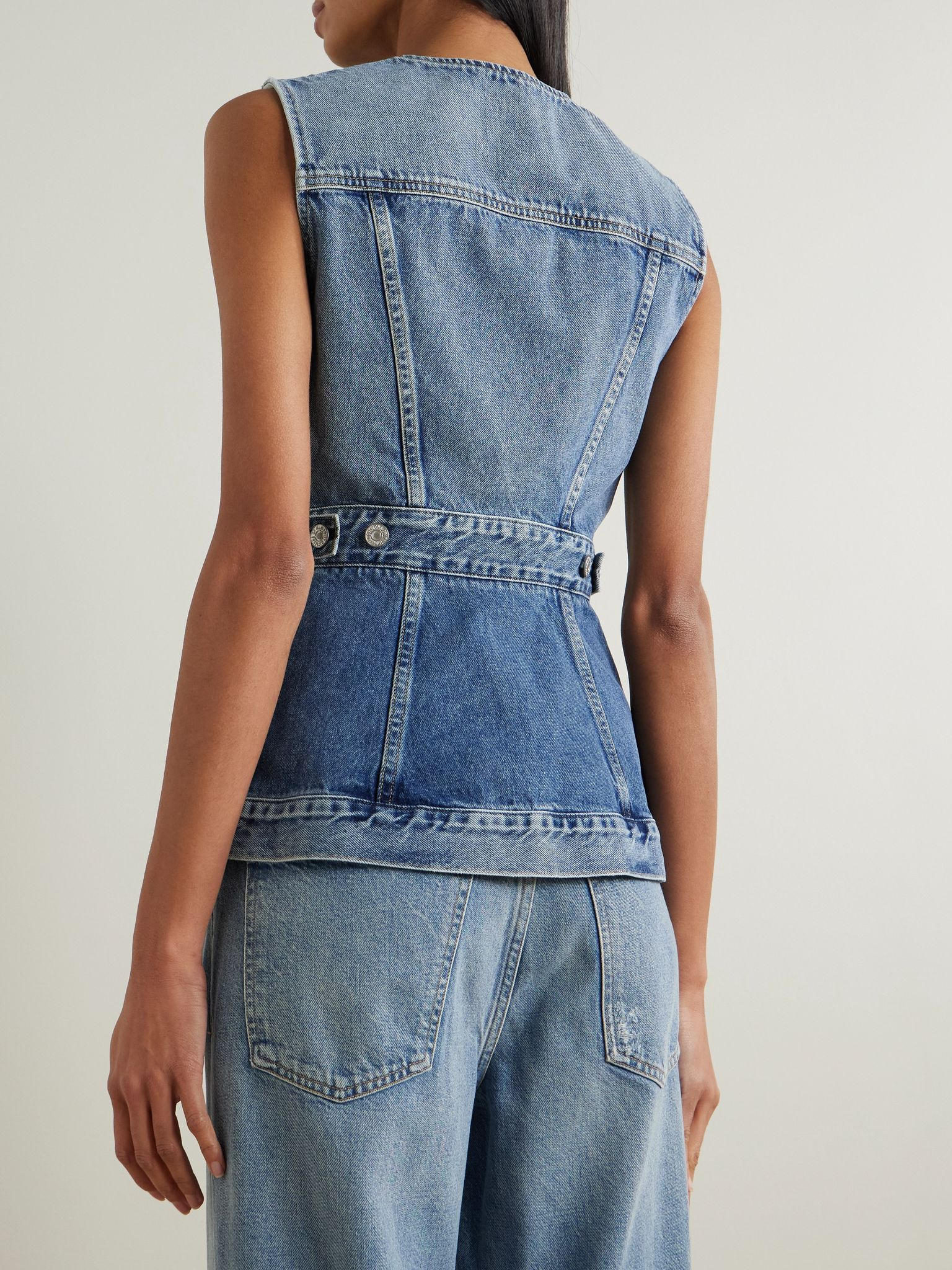 Idalene paneled organic denim vest Mid denim - 3