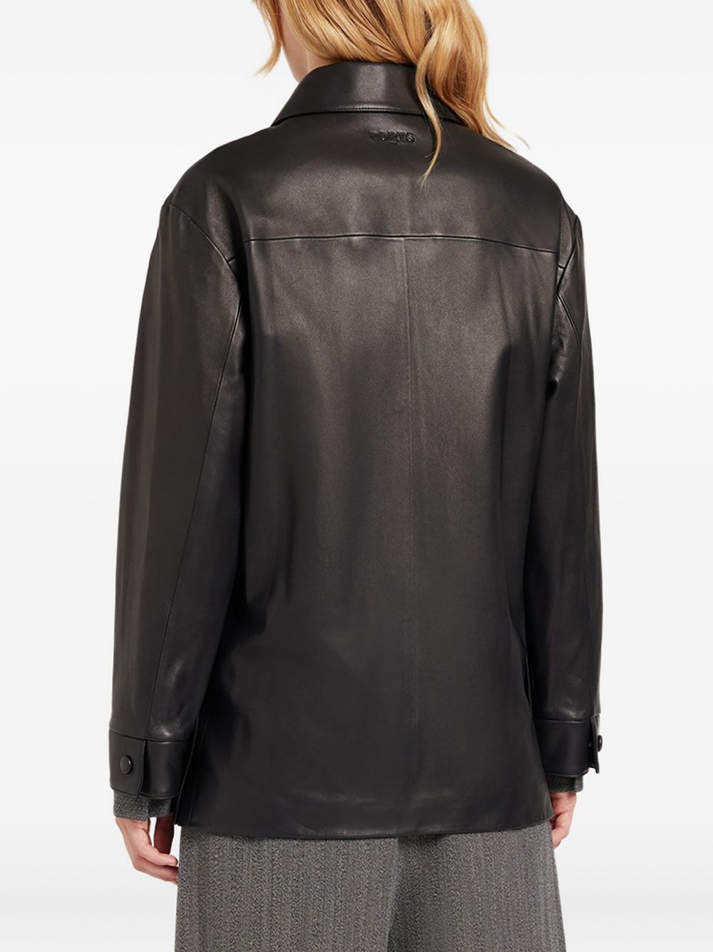 button-fastening leather jacket - 3