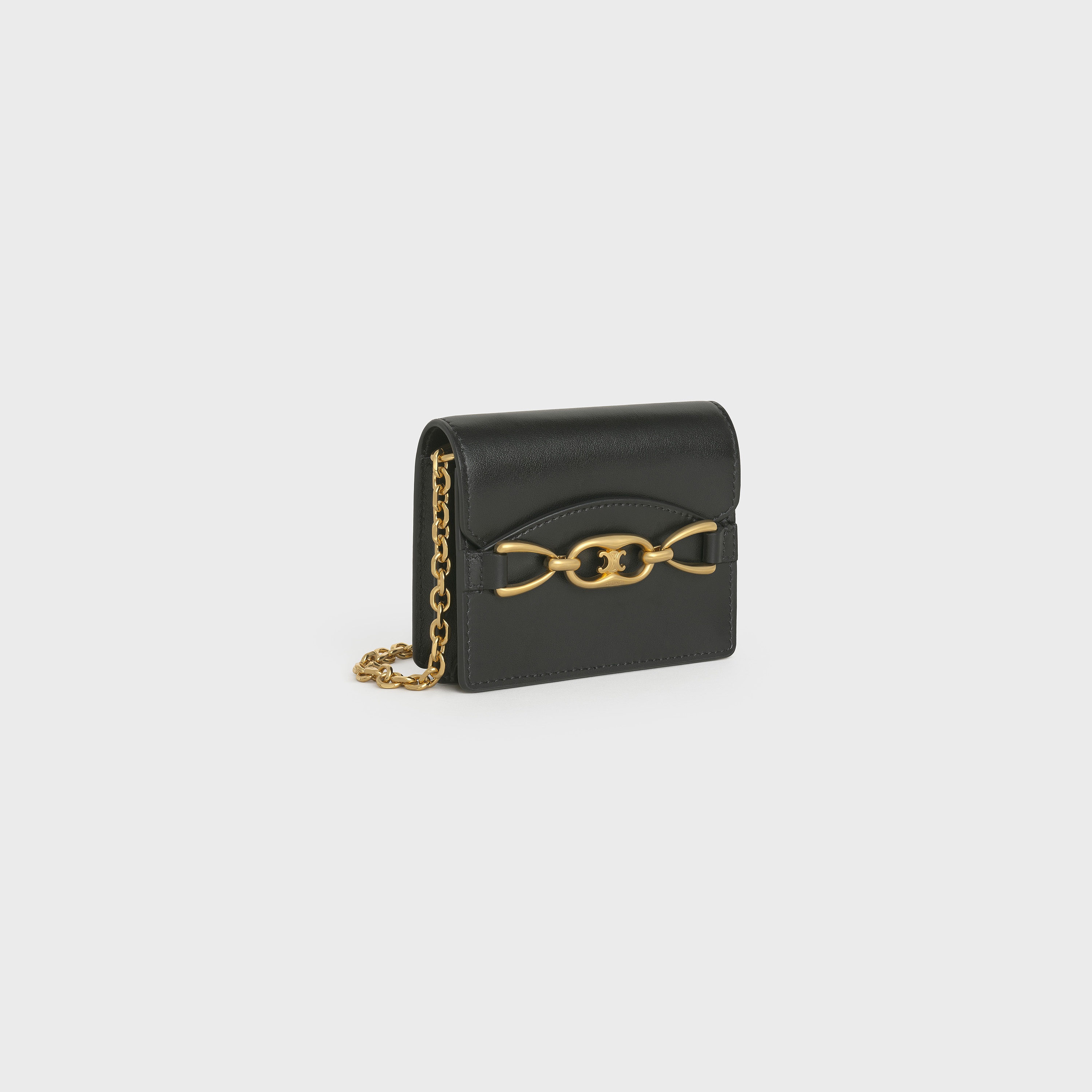 CARD HOLDER ON CHAIN  IN  SHINY CALFSKIN - 2