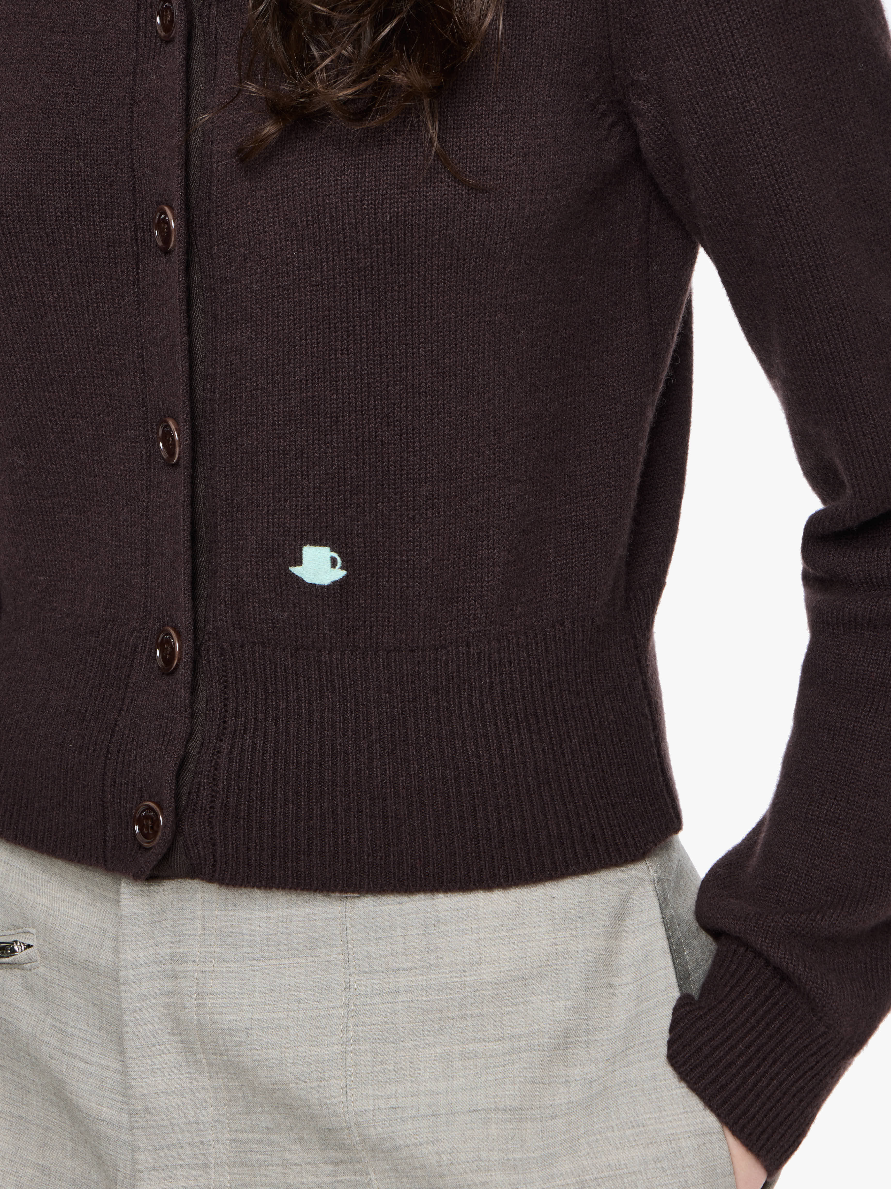 CONTRAST EMBROIDERY CARDIGAN - 4