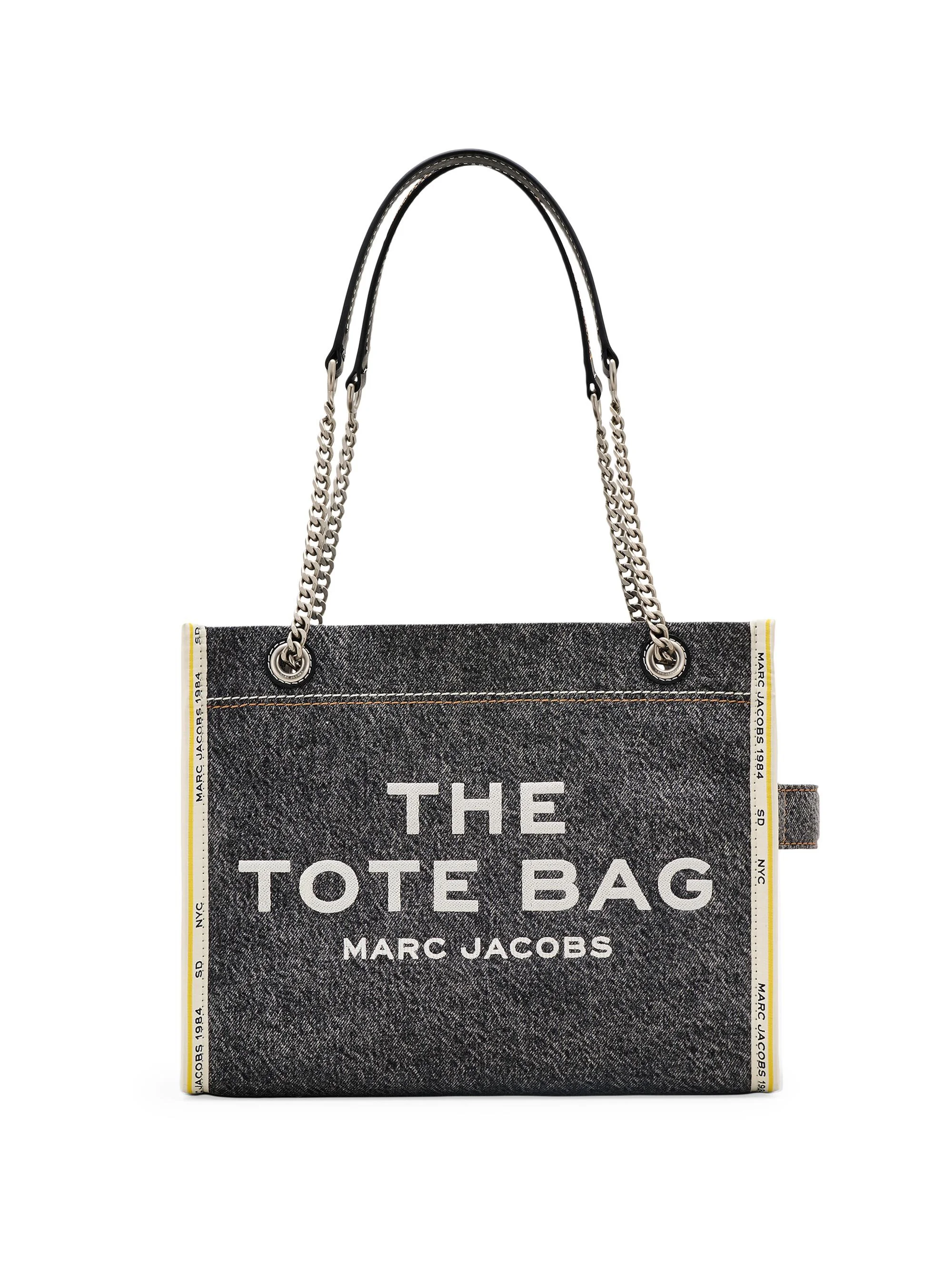 Women's The Denim Chain Medium Tote Bag - Black Wash - 1