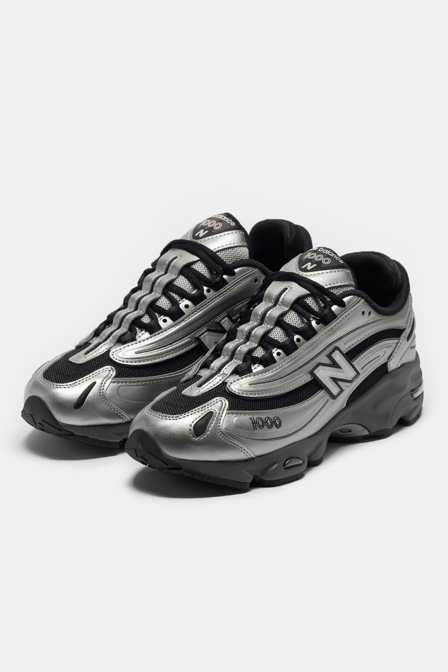 1000 Sneaker in Silver Metallic/Green - 3