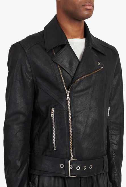 Black denim biker jacket - 8