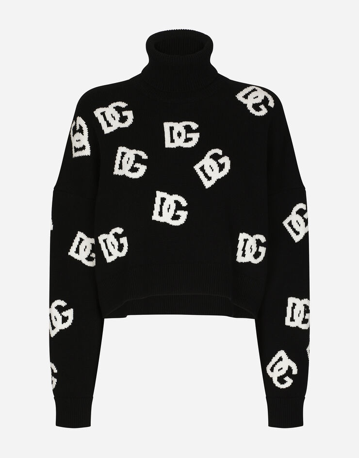 Cropped cashmere sweater with DG logo inlay - 3