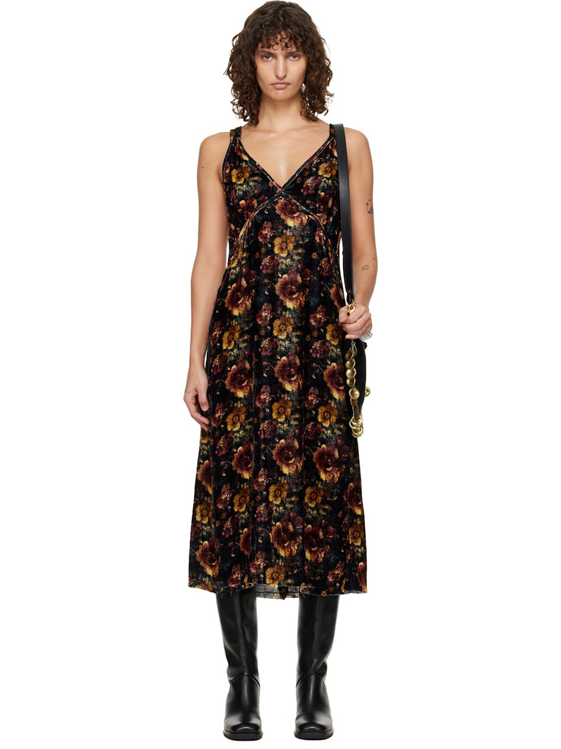 Black & Orange Grunge Slip Dress 1