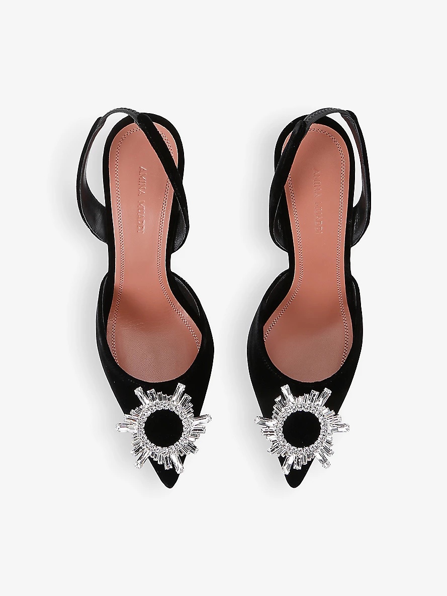 Begum 95 crystal-embellished suede slingback heels - 2