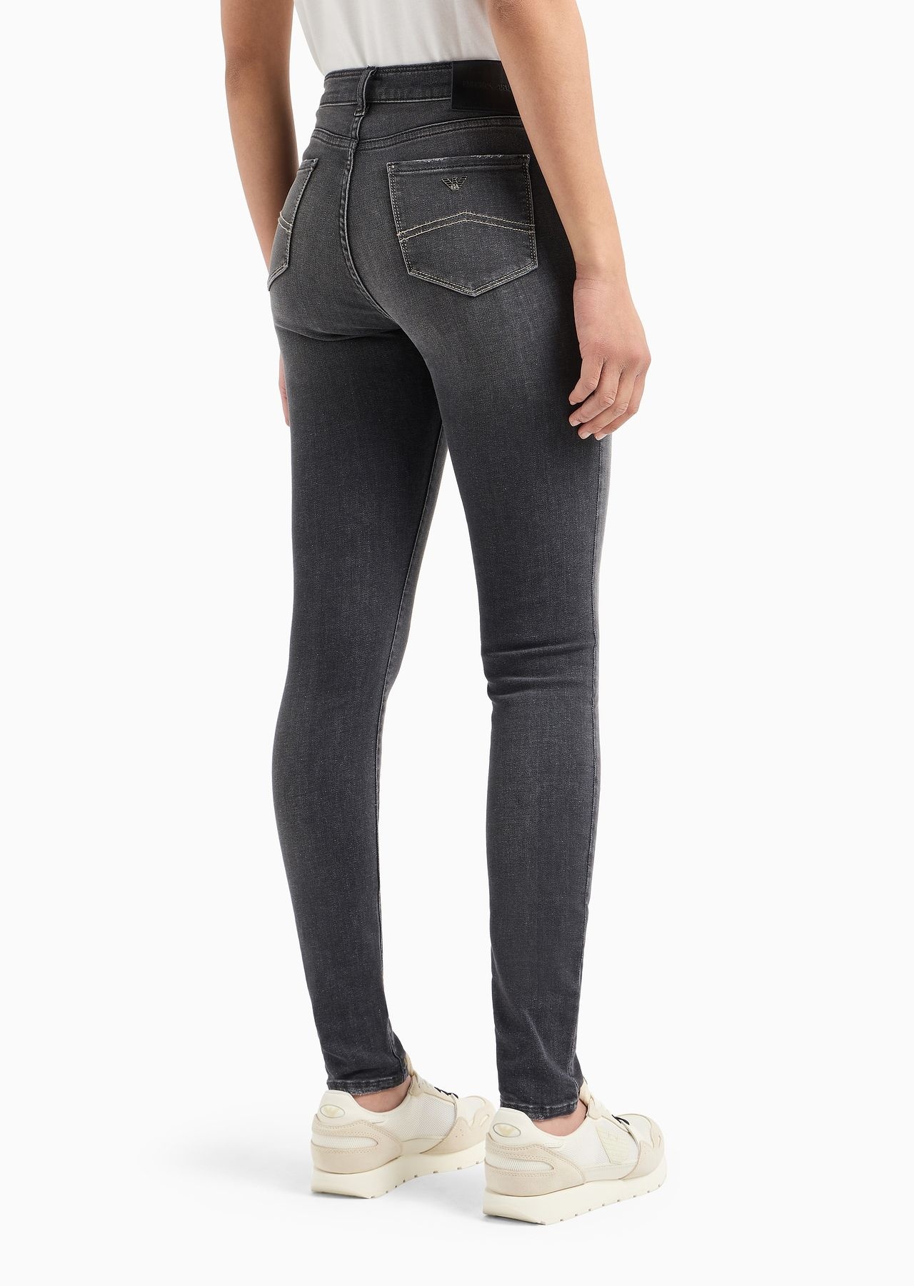 J20 High-waisted super-skinny jeans in a worn-look denim - 3