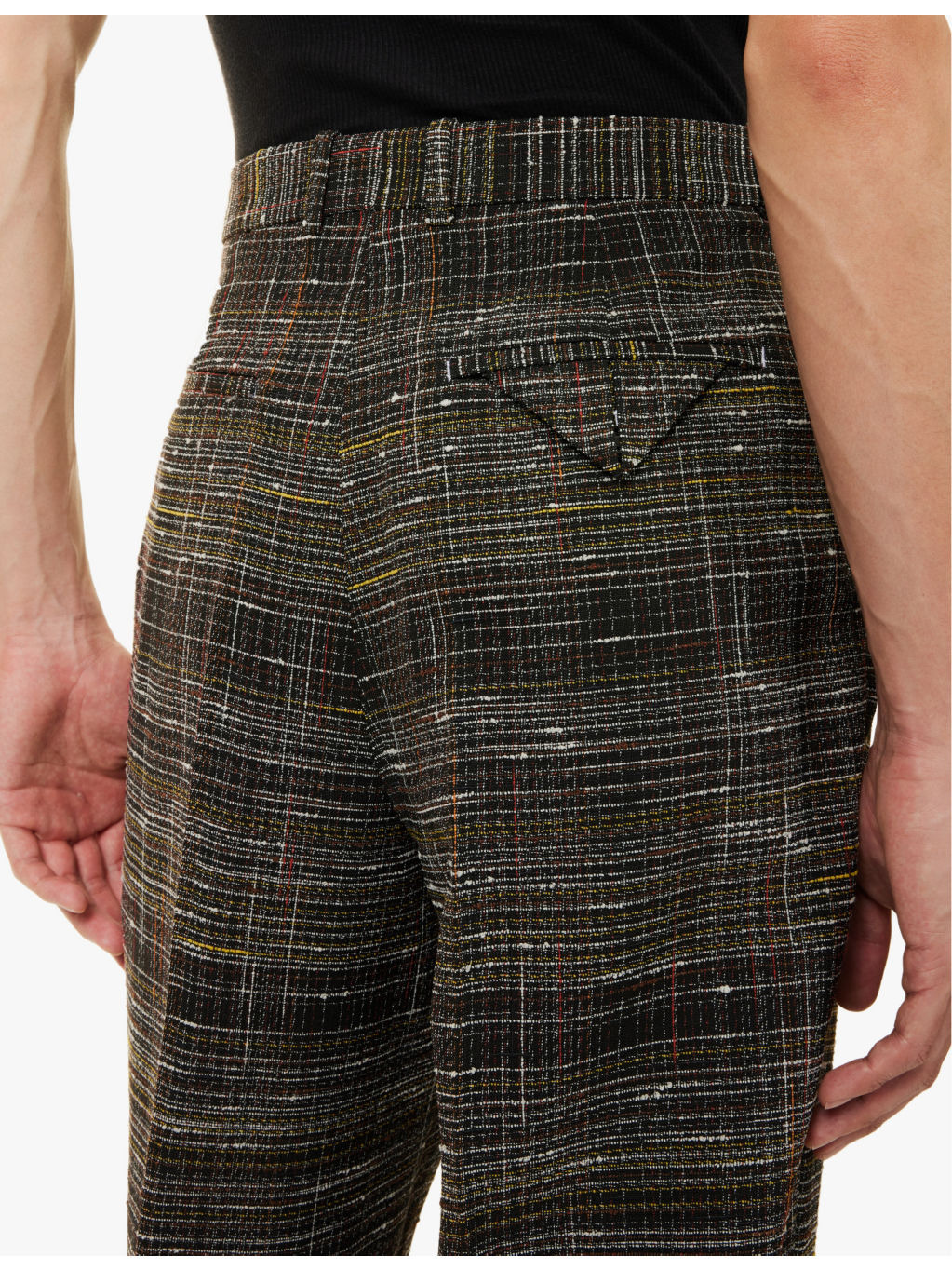 Pleated two-slip-pockets tapered-leg relaxed-fit woven-blend trousers - 5