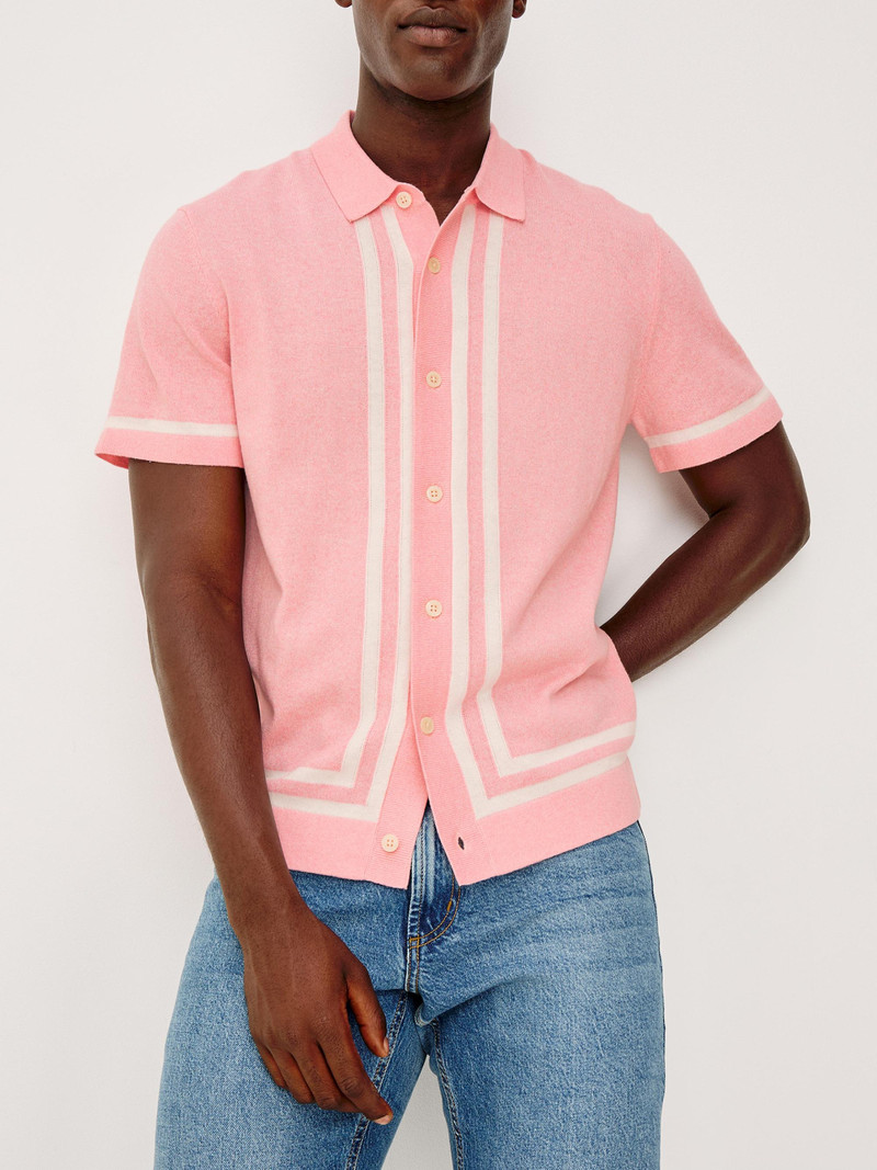 Men's Leo Cotton-Blend Shirt - Rose Melange 3