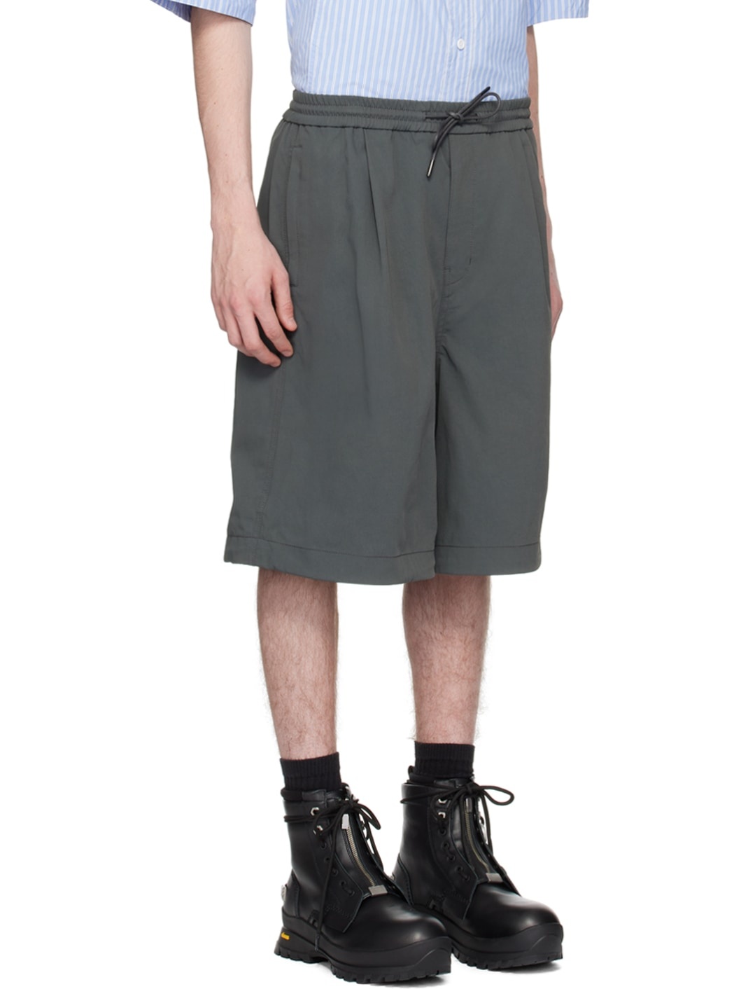 Gray Drawstring Shorts - 2