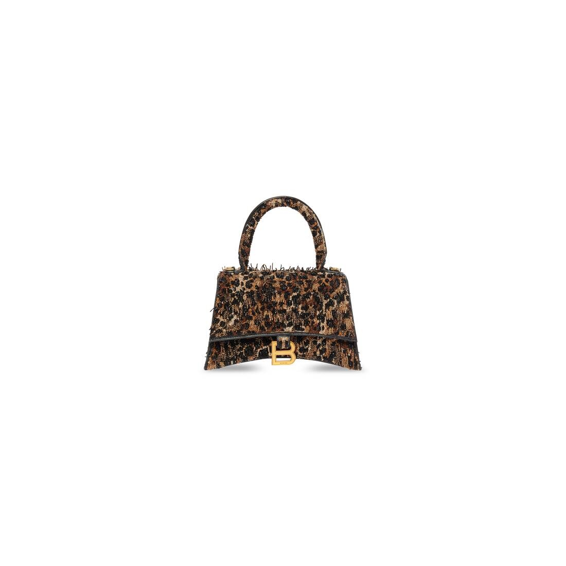 Women's Hourglass Xs Handbag With Chain Embroidery in Black - 1