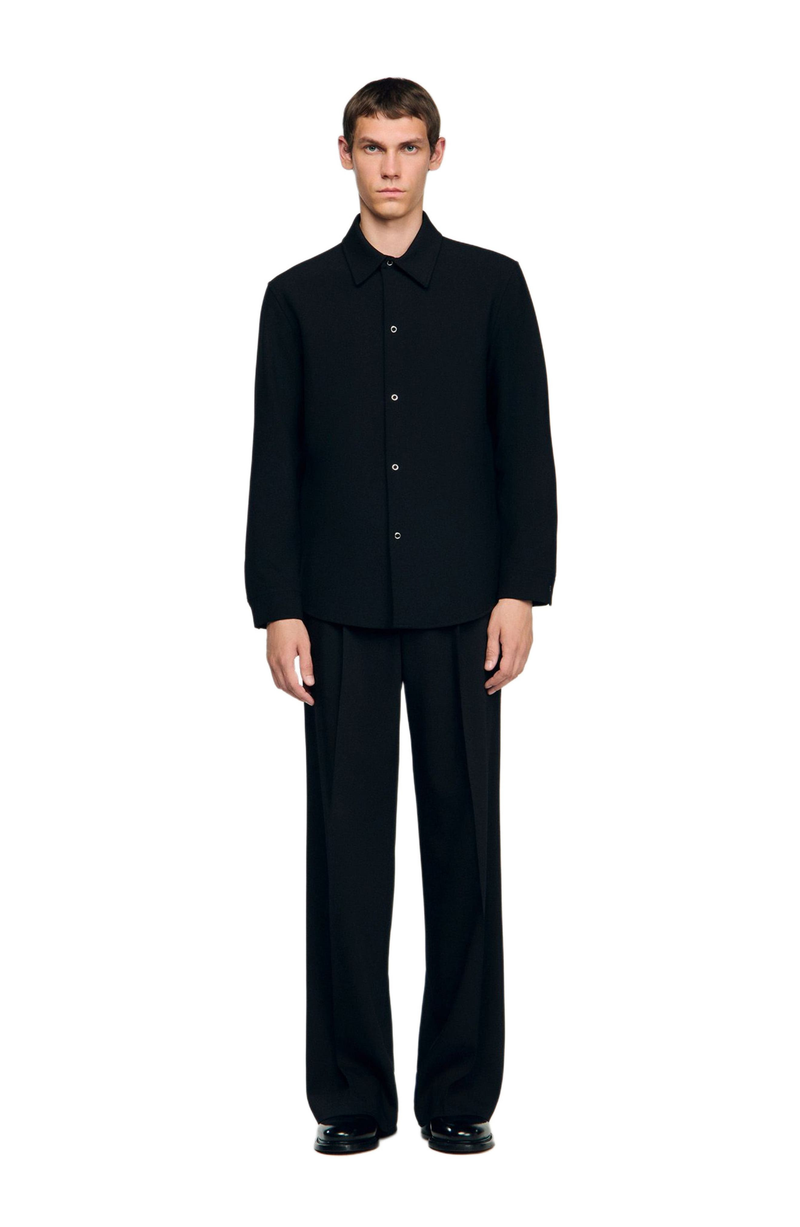 SANDRO Long-sleeved jersey shirt in Black at Nordstrom - 5