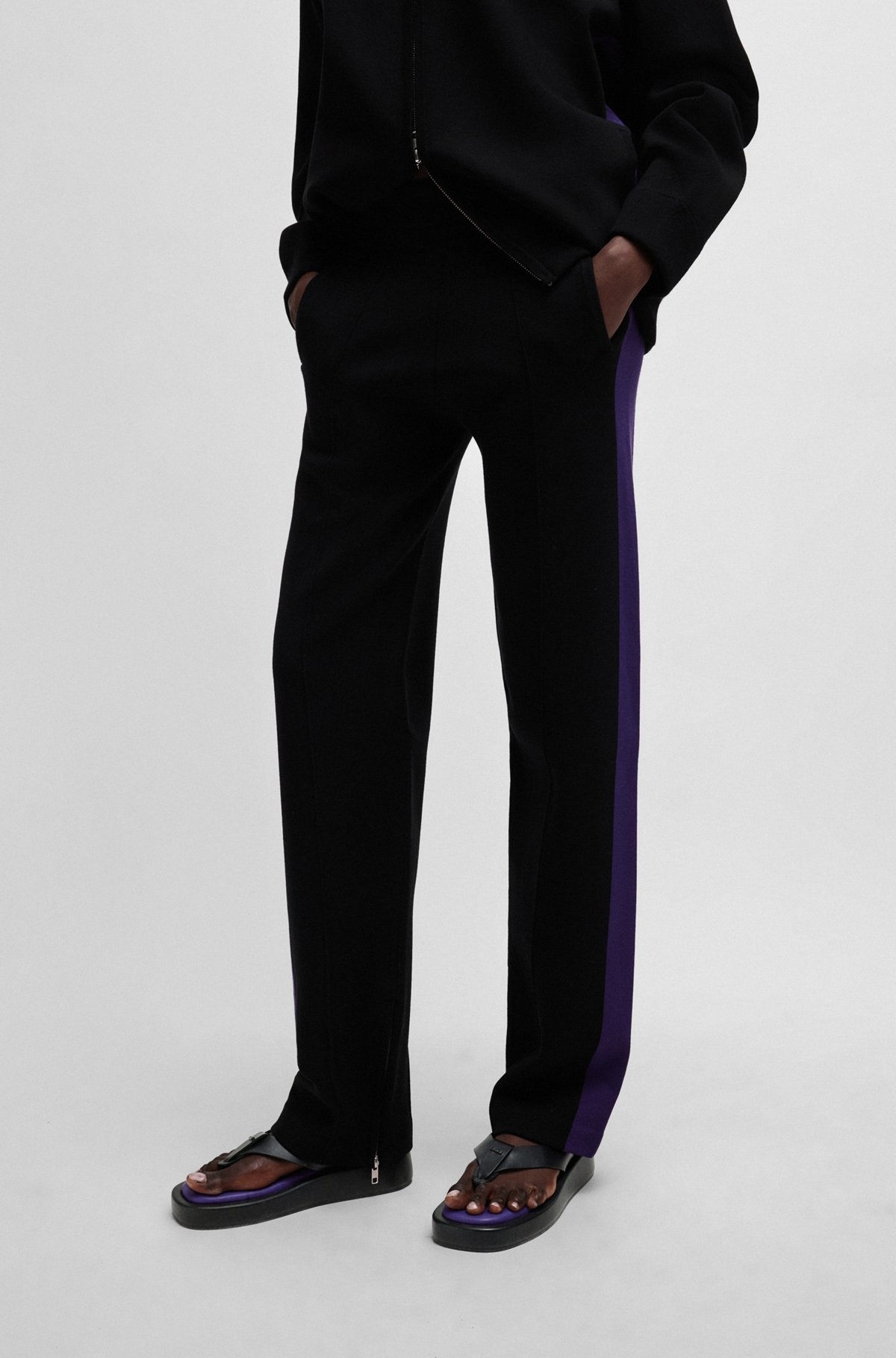 NAOMI X BOSS KNITTED TROUSERS WITH CONTRAST SIDE STRIPE - 2