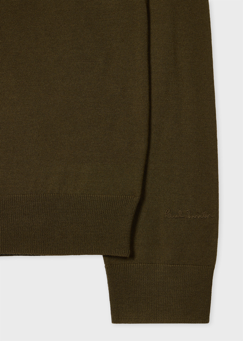 Paul Smith Khaki Green Merino Wool V-Neck Sweater outlook