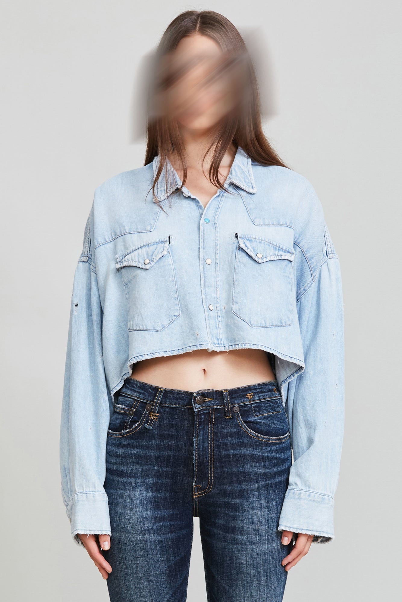 Oversized Cropped Cowboy Shirt - Sullivan | R13 Denim Official Site - 2