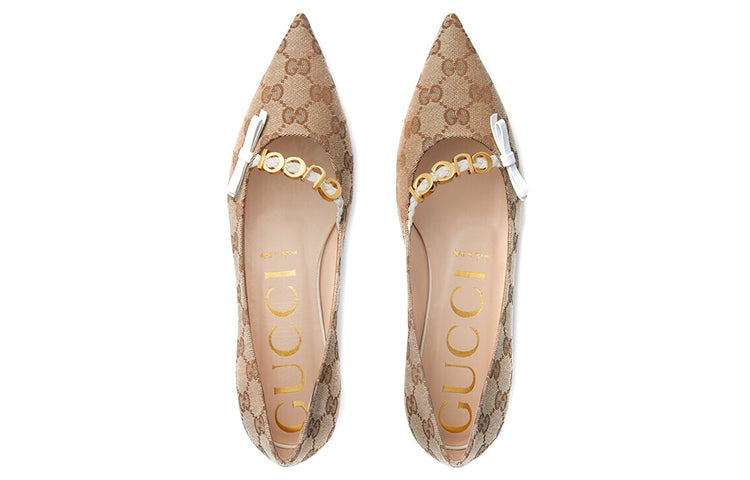 (WMNS) Gucci ballet flat 'Beige' 677405-KY980-9770 - 3