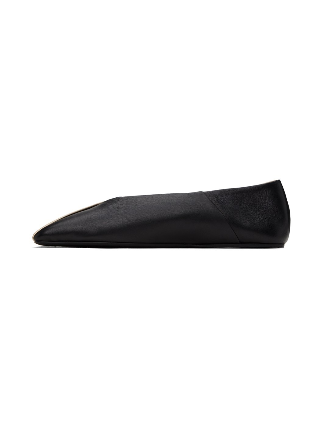 Off-White & Black Square Toe Ballerina Flats - 3