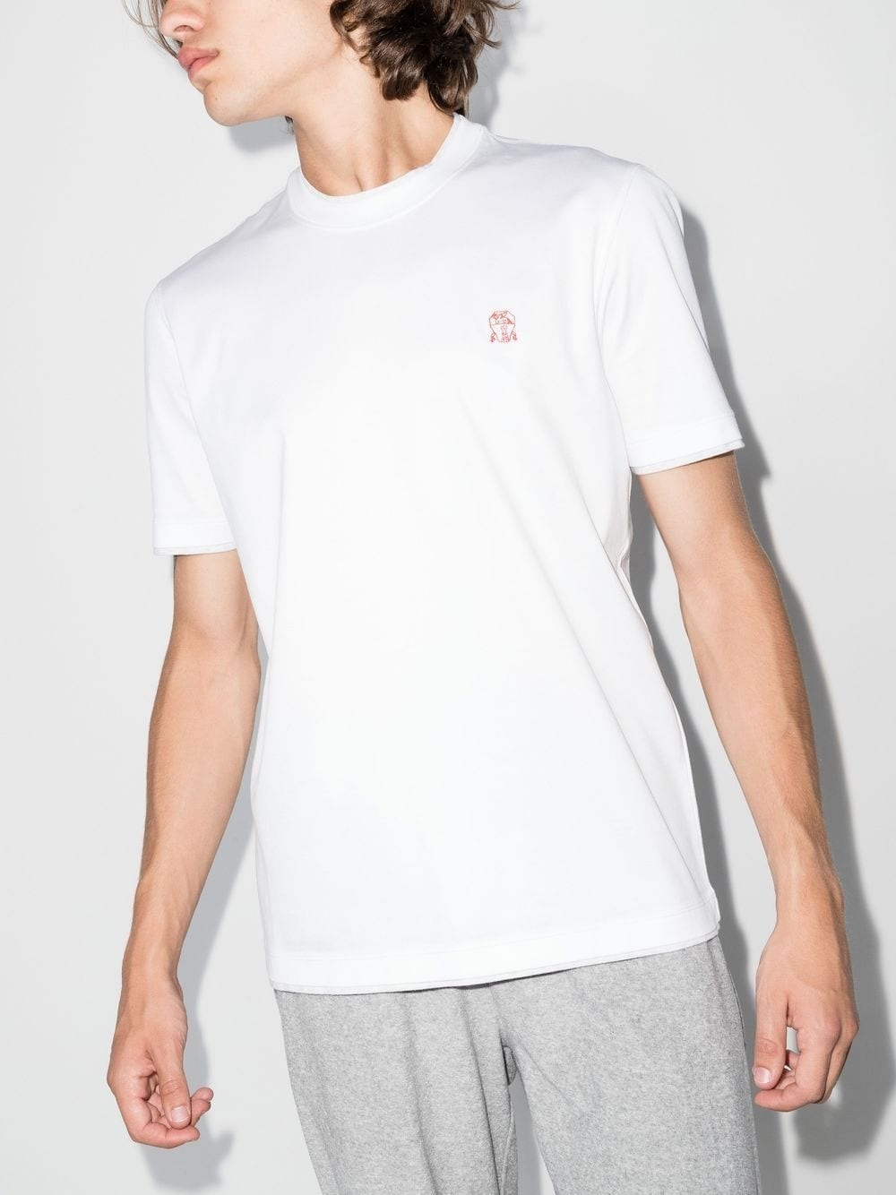 logo-embroidered cotton T-shirt - 2