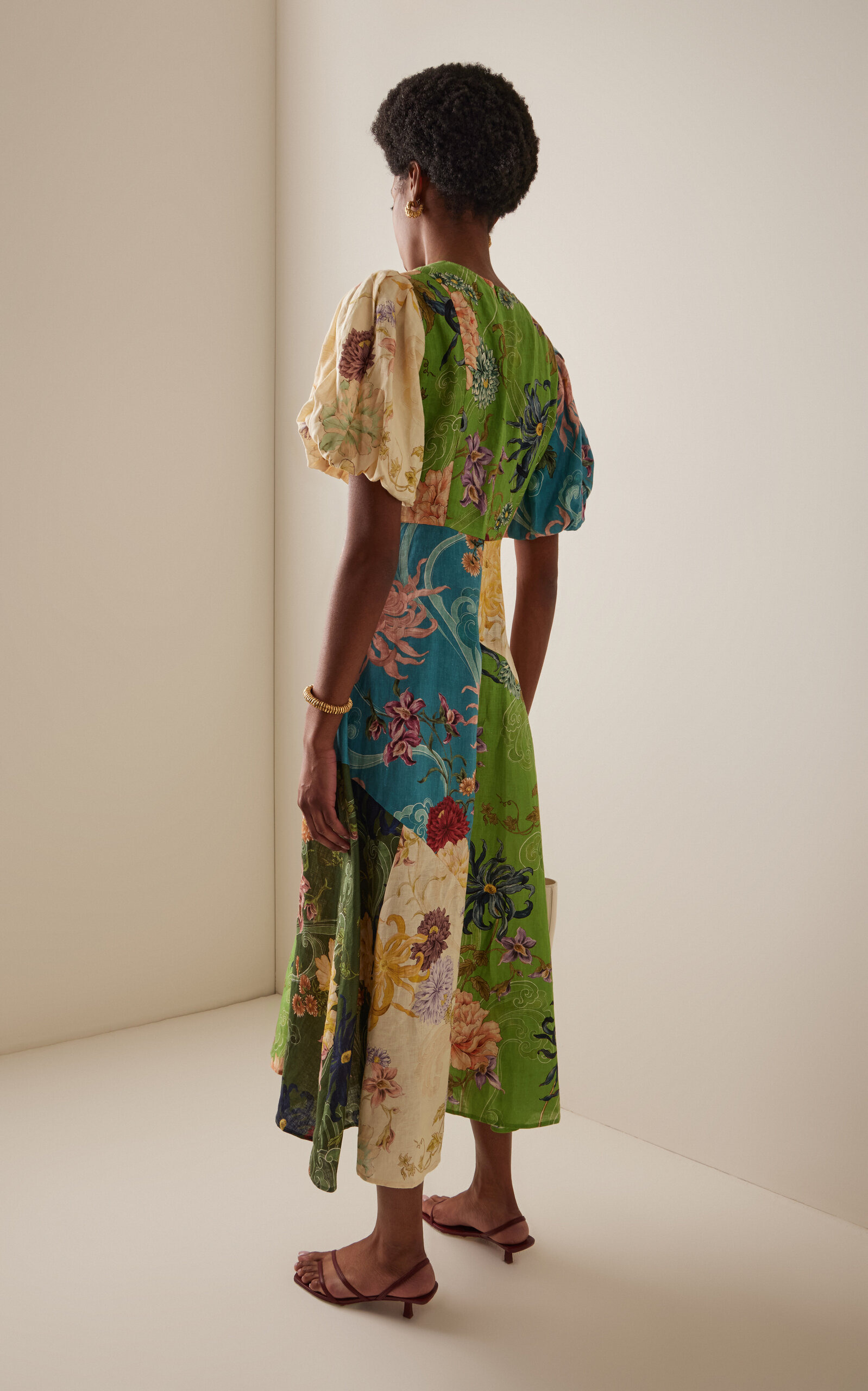 Avery Spliced Linen Midi Dress multi - 4