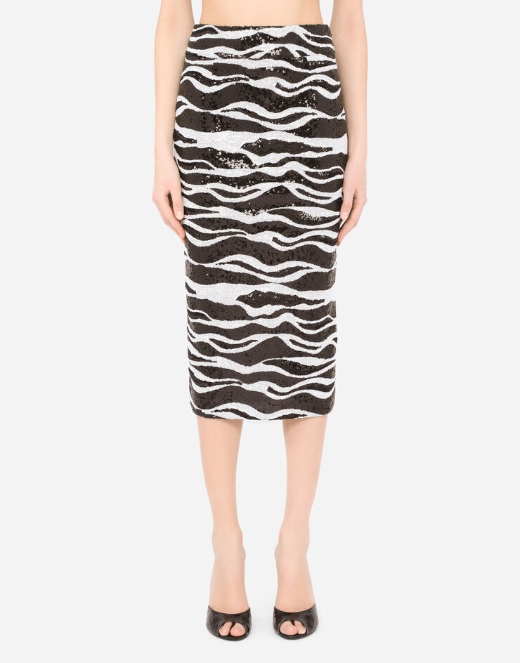 Chantilly lace pencil skirt with sequin embellishment - 2