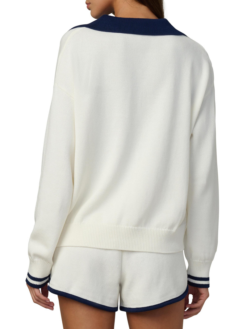 Women's The Romie Open Collar Knit Polo Sweater - Milk 5