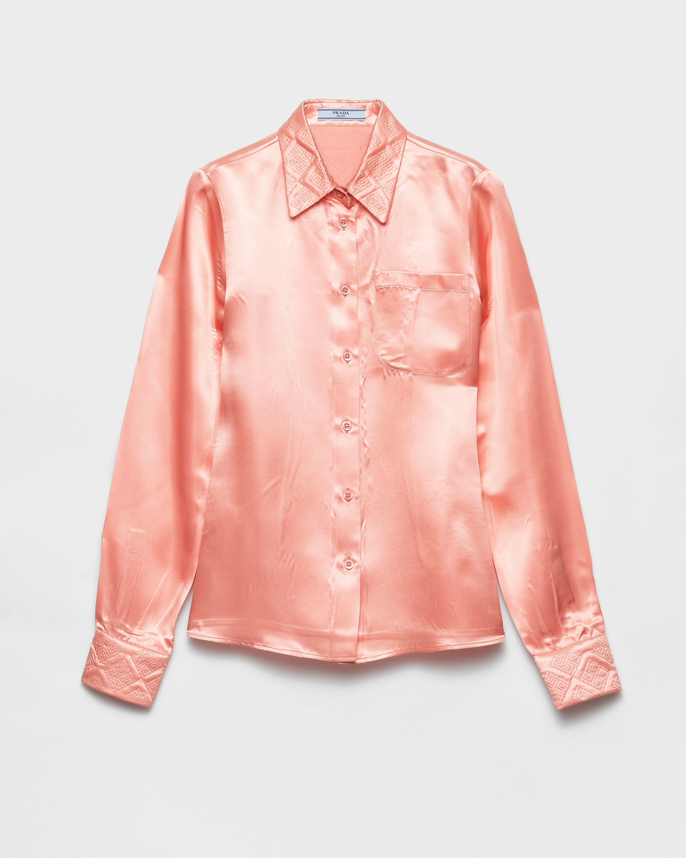 Embroidered washed satin shirt - 1