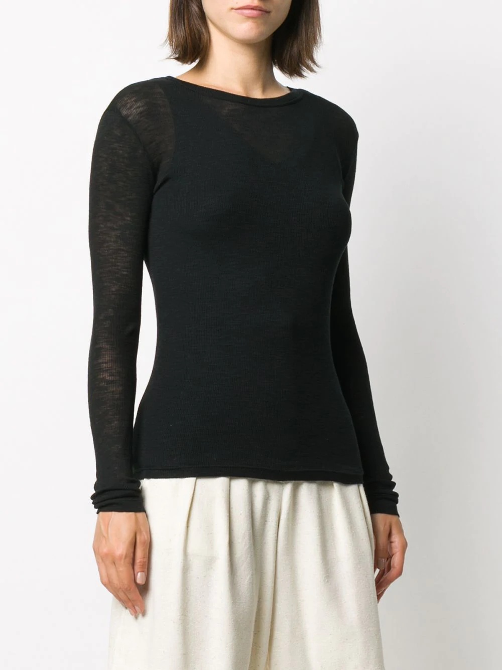 semi-sheer long-sleeved jumper - 3