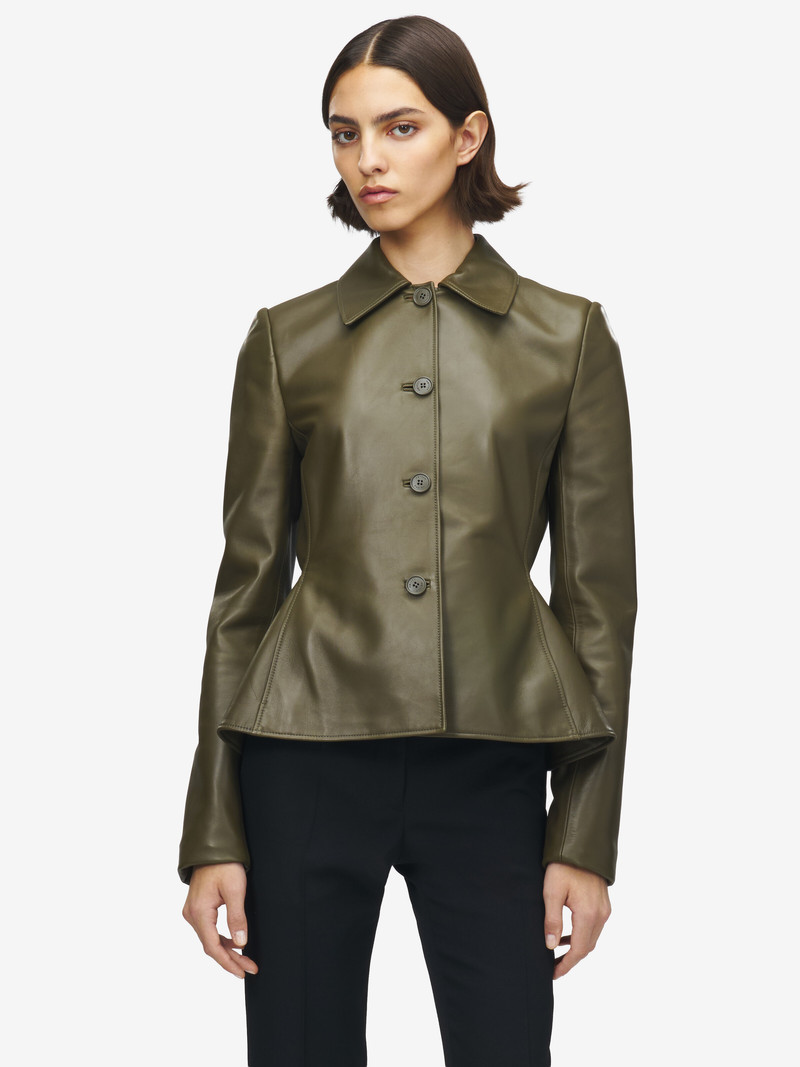 Alexander McQueen Leather Peplum Jacket outlook