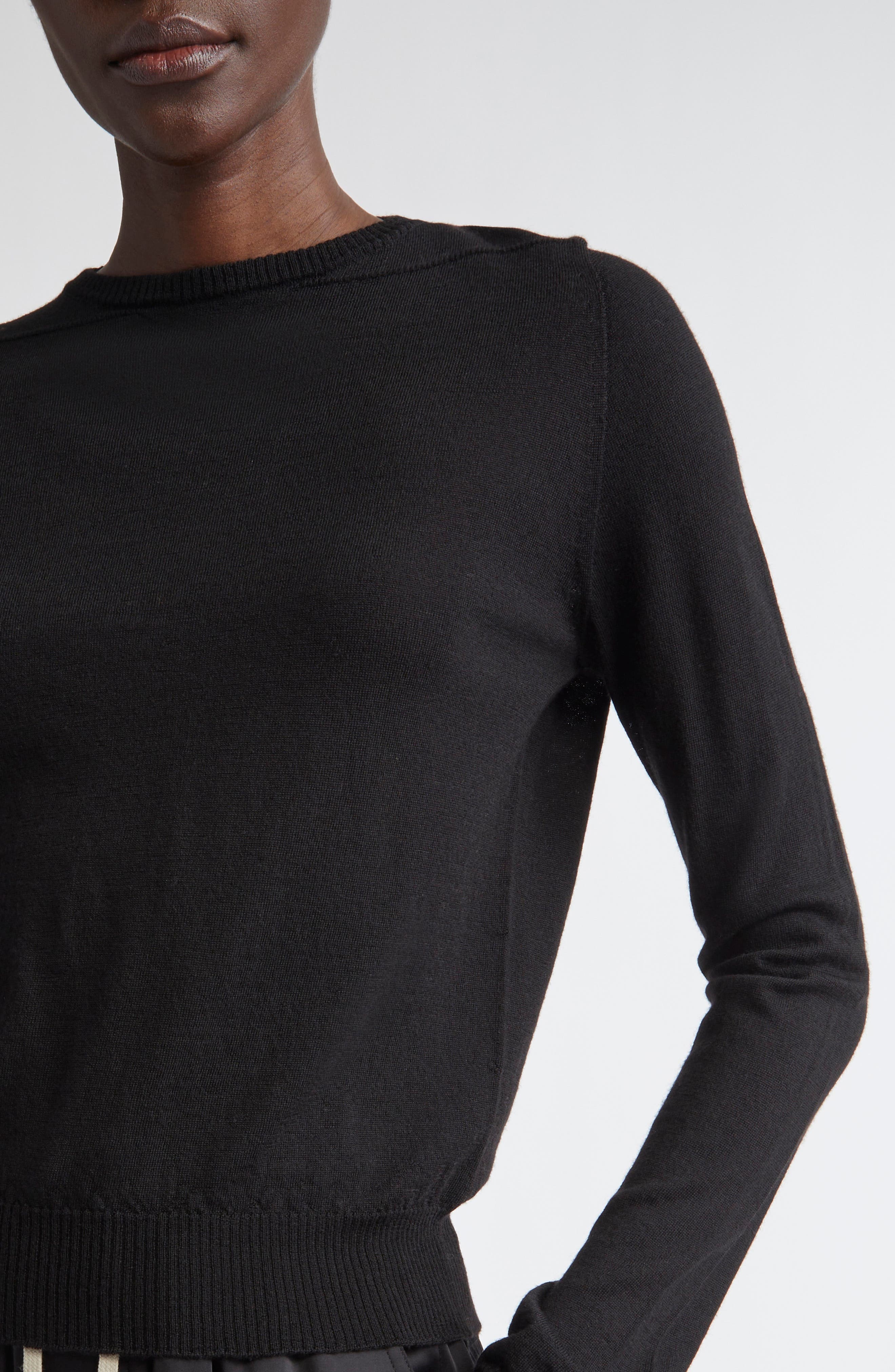 Rick Owens Biker Level Virgin Wool Sweater in Black at Nordstrom - 4