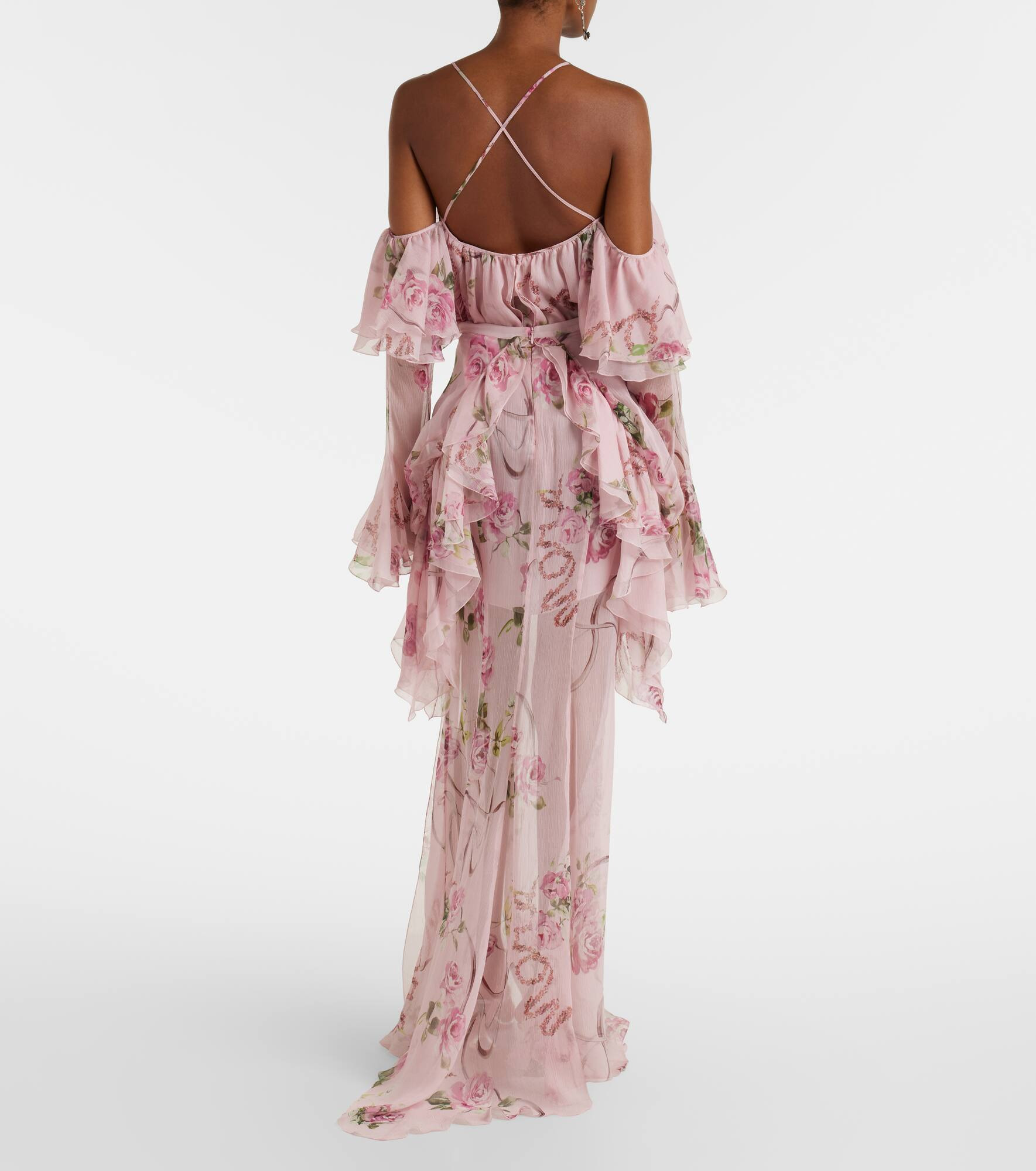 Floral silk creponne maxi skirt - 3